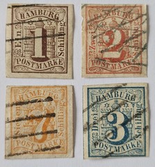 GERMANY HAMBURG CLASSICS RARE Lot of 4v VFU Huge Margins. 3s Signed. €500++