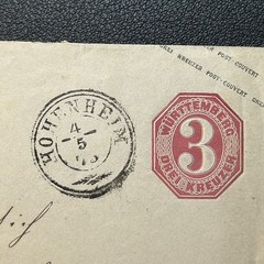 1860s GERMAN Württemberg 3 Kreuzer Postal Stationery Cover – Wiesdern Postmark