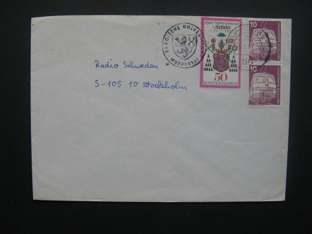 GERMANY BRD, cover to Sweden 1970, canc. University of Wuppertal