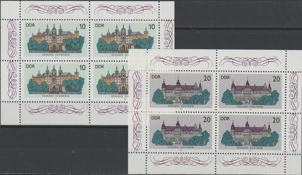 Germany-GDR Both S/S Castles 1986 MNH-3,50 Euro