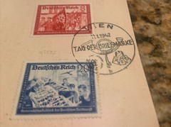 1942 Wien Germany Tag Der Briefmarke Cover Postcard