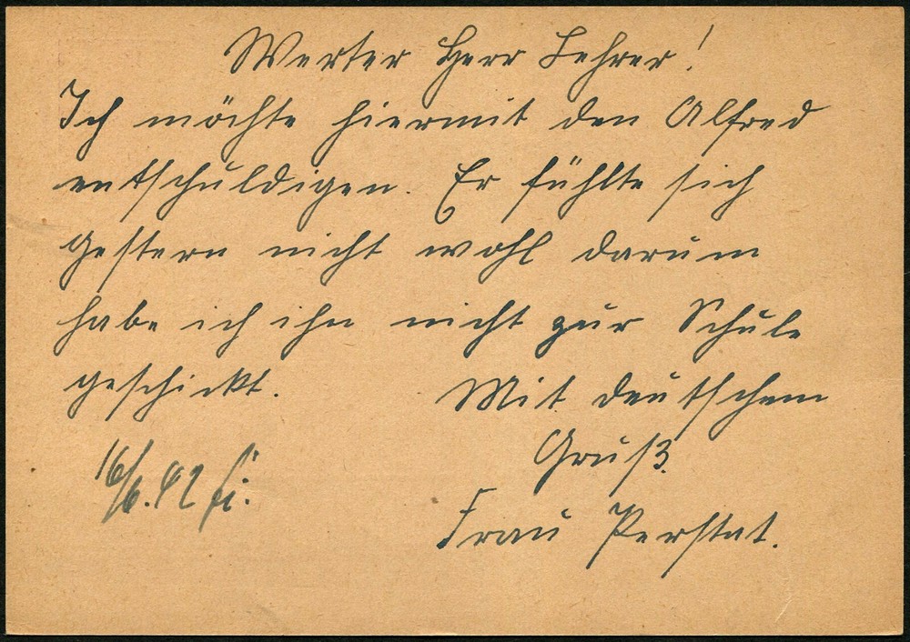 Germany 1942 School Parent Note Stationery Postal Card Europe WWII