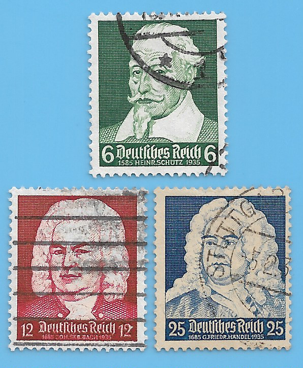 Germany 1935 WW2 Third Reich Bach Handel Schutz Stamp Set WW2 Mi# 573 575 #90