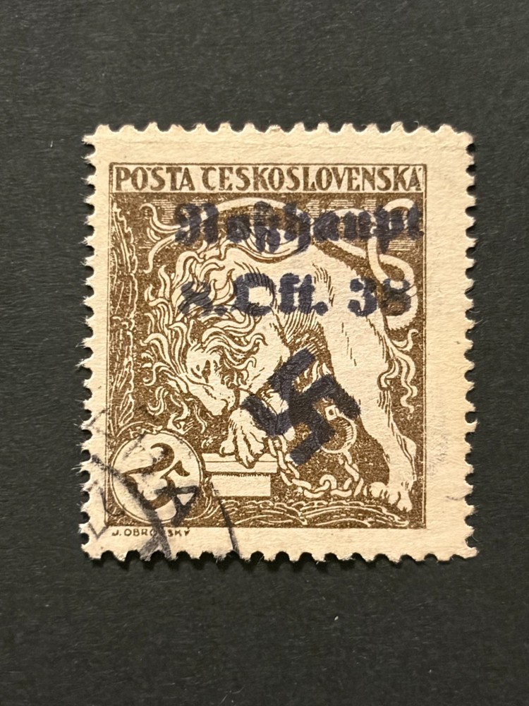 SUDETENLAND WWII-GERMAN OCC. Local ovpt (ROSSHAUPT) 25 h. USED #526