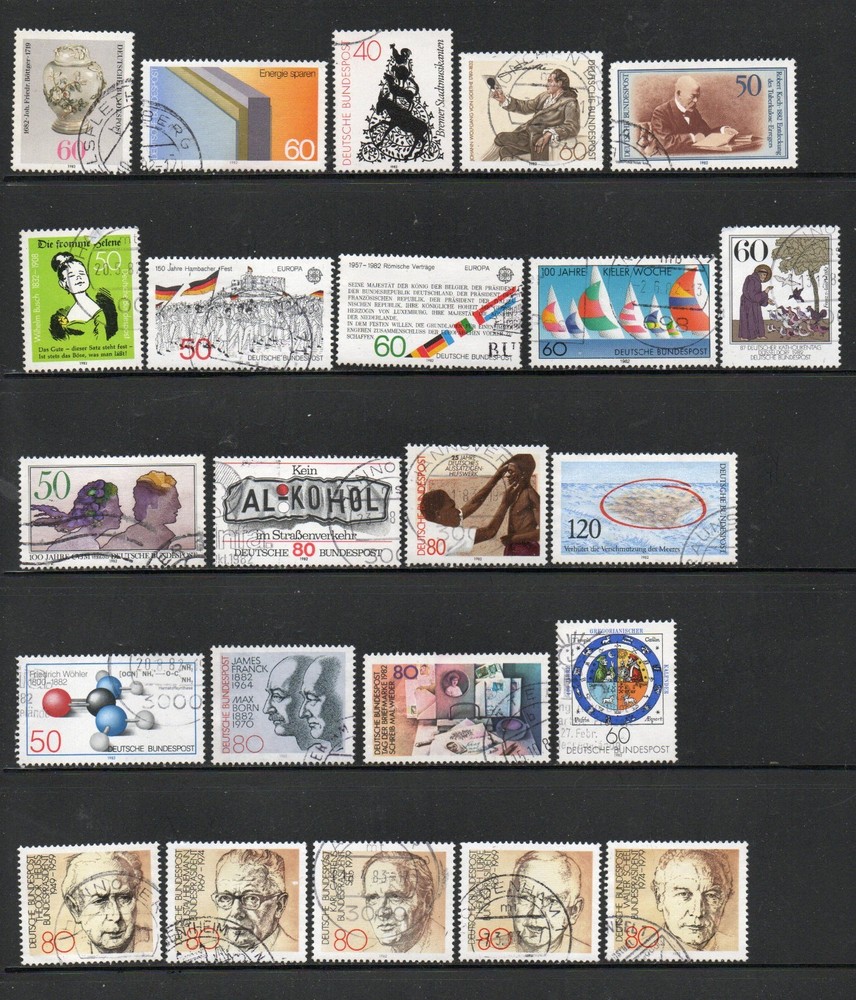 GERMANY – 1982– COMMEMORATIVE ISSUES – 23 DIFFERENT STAMPS – USED
