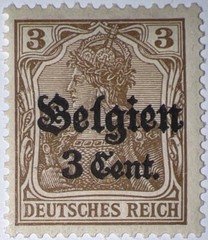 Travelstamps: Germany Offices in Belgium Stamps WWII, 3c on 3pf OP Mint MOGH Wmk