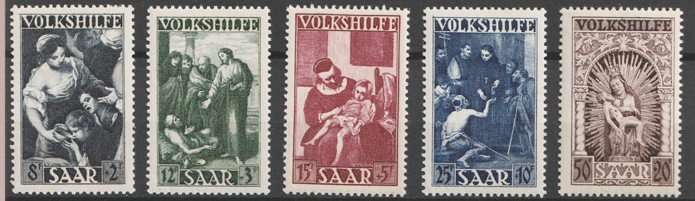 1949 Saar Sc# B69-73 (semi-postal) – Child Welfare, Art. MNH Cv$87.50
