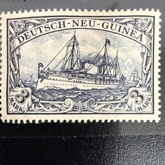 German New Guinea 3 Mark Ship Stamp Germany & Colonies Black Mint Hinged