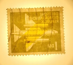 Rare used Airmail GDR stamp (Wz 2 lying), type. auction value 1200 eur