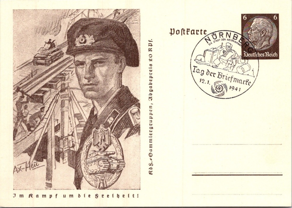 GERMANY 1941 WWII ILLUSTRATED MILITARY STATIONERY POSTCARD SPECIAL PICT POSTMARK