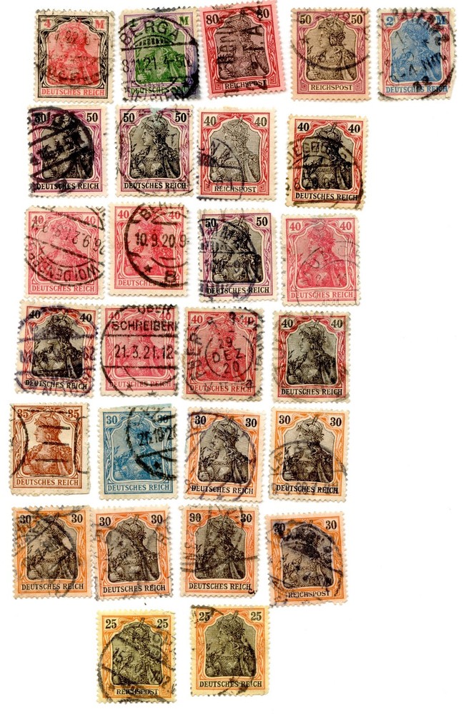 Germany Germania High Value Stamp Lot 35pf-4M Mixed Watermarks 27 Used