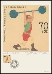 ART-EDITION 1991 GERMANY 1499 SPORT GEWICHTHEBEN-WM – HAND-SIGNED !!