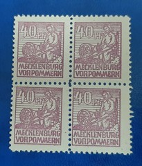 Germany Stamps Allied Occupation 4x 40 Pfennig 1946 Block SBZ Mi. Nr. 40 (19783)