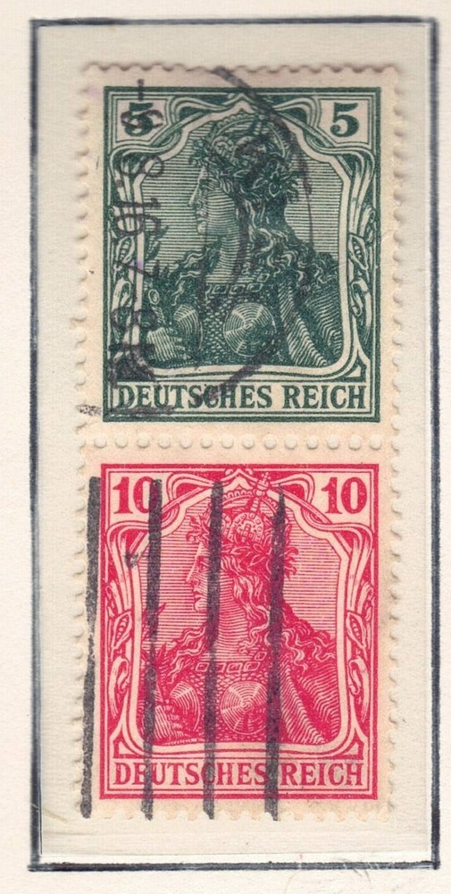 Germany – 1916 Zd-MiNr. S4 aa, 5pf+10pf Germania, se-tenant pair (Used)