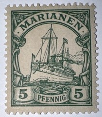Travelstamps: MARIANEN STAMPS Stamps 5pf, Kaiser’s Yacht Mint, MOGH UnWmk
