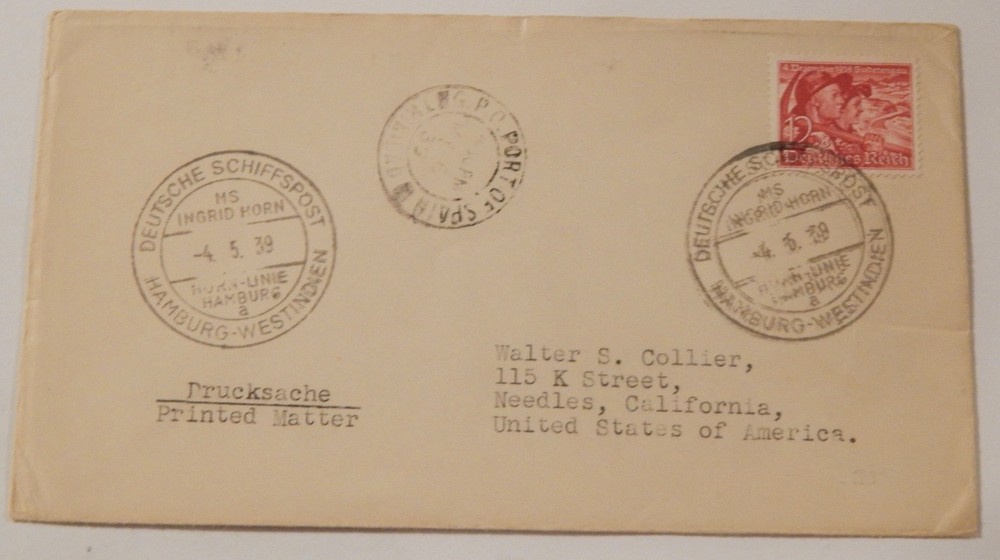 MS Ingrid Horn line 1939 Germany Hamburg West Indies Lisbon Portugal paquebot
