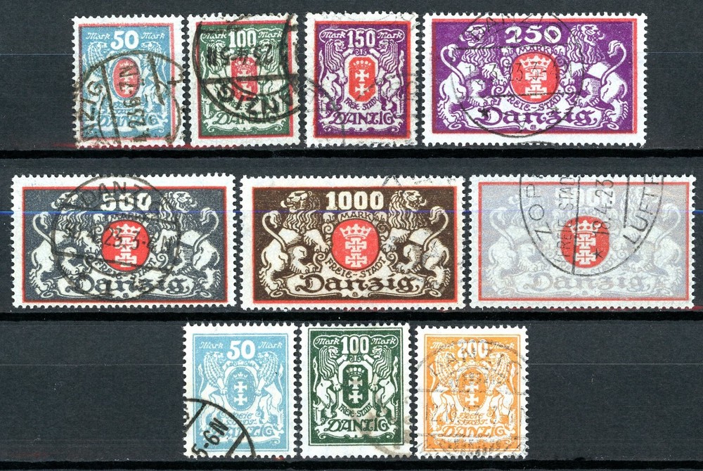 Stamps Danzig, Scott # 106-115 used, complete set