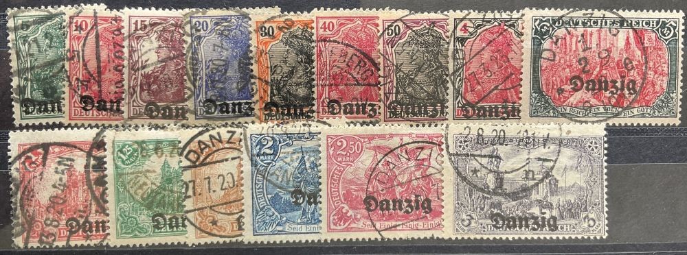 DANZIG 1920 1-15 used VERY BEAUTIFUL SET better ITEMS signed INFLA BPP (07149