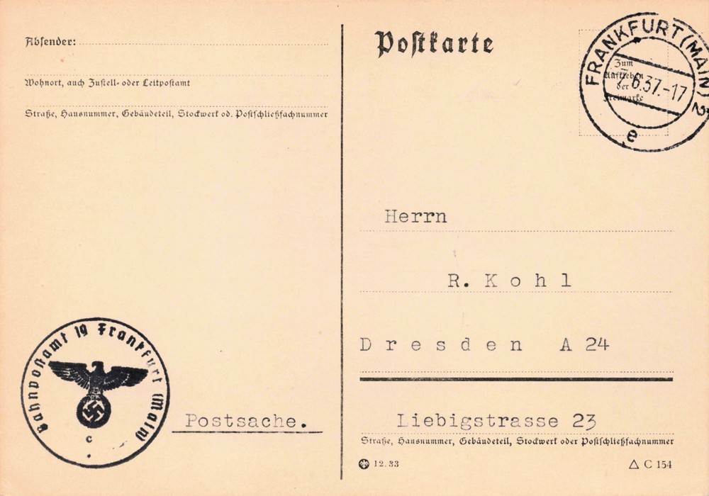 1937 Hindenburg Zeppelin Post Disaster Mail „Bahnpostamt 19“ Official Postcard