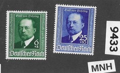 MNH B186-187 stamp set / Emil von Behring / 1940 Germany Third Reich #9433