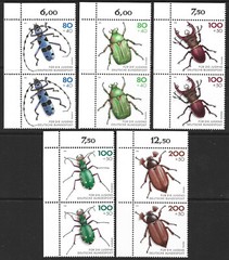 Germany 1993. Fauna. Insects. Beetles. Set Sc# B745-B749 in Pairs, MNH