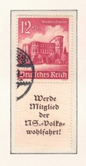 Germany – 1940 ZdMiNr. S262, 12pf Building, se-tenant A11.3 label (Used)