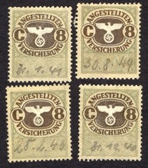 WW2 Germany Angestellten Versicherung Quittungskarte Med. Insurance- #B5(1)