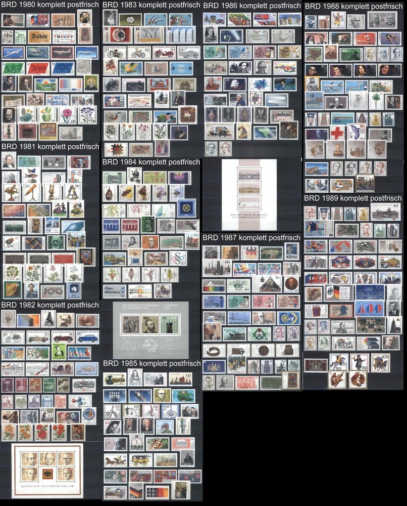 West-Germany / FRG / BRD Complete Yearsets 1980-1989 MNH Stamps, Mi. 1033-1443