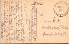 WWI Feldpost 1916 Occupied Brussels Belgium to Berlin RIR 203 Military Hospital