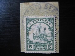 TOGO GERMAN COLONY Mi. #8 used Kaiser Yacht stamp w/ „Porto Seguro“ cancel!