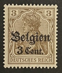 Travelstamps: Germany Offices in Belgium Stamp WWII 3c on 3pf OP Wmk Mint No Gum