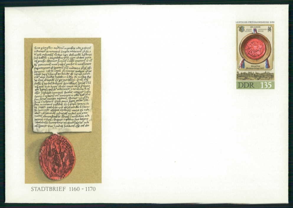GERMANY POSTAL STATIONERY CARD 1990 GDR DDR LEIPZIG FAIR LEIPZIGER MESSE m4731