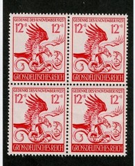 MNH stamp block B289 / 21st anniversary of the Munich Putsch 1944 Germany