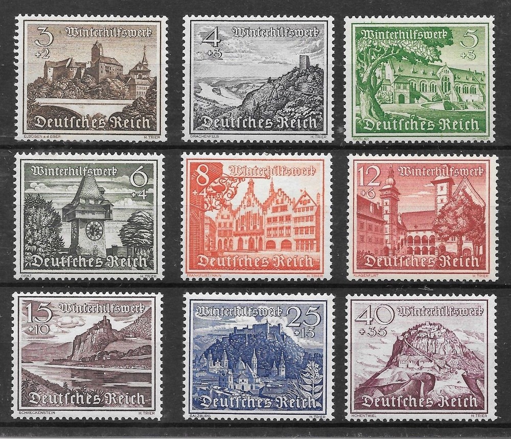 Germany Third Reich Winter Relief Fund 1939 Mi #’s 730-738 MH *