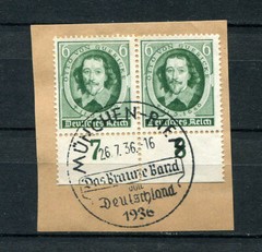 German Reich WW II : Otto von Guericke stamp pair from 1936 – fancy cancel