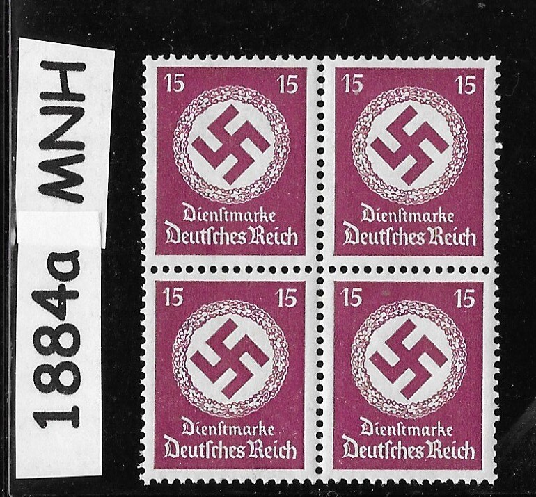 MNH stamp block Sc 087 1934 PF15 Large Swastika Third Reich Germany #1884a