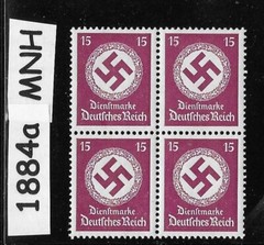 MNH stamp block Sc 087 1934 PF15 Large Swastika Third Reich Germany #1884a
