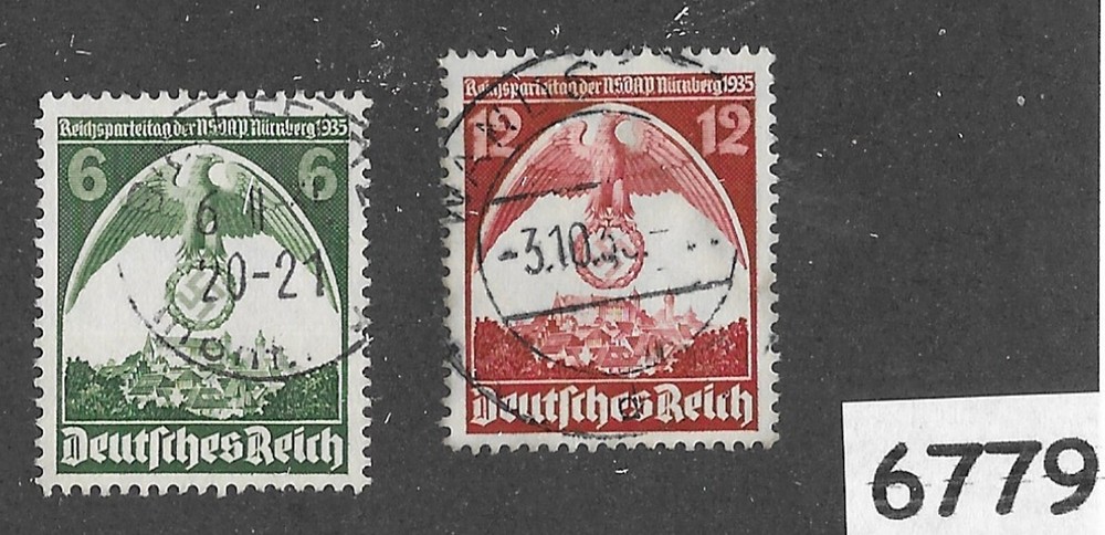 #6779 Used Stamps 465 – 466 1935 Third Reich Party congress Nuremberg Germany