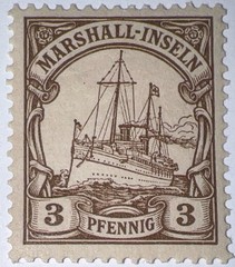 Travelstamps:GERMANY MARSHALL ISLANDS STAMPS Kaiser’s Yacht Mint Og H, UnWmk 3pf