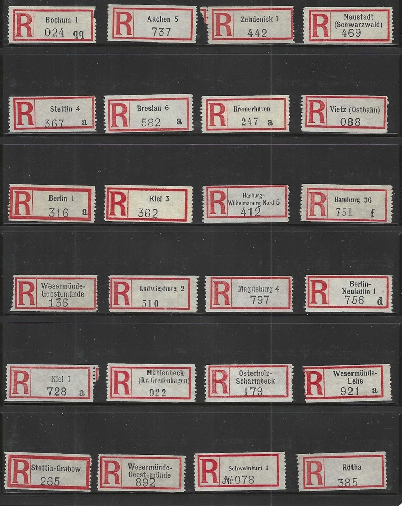 Collection of 140+ Early Registration and Air Mail Labels, Used and Unused