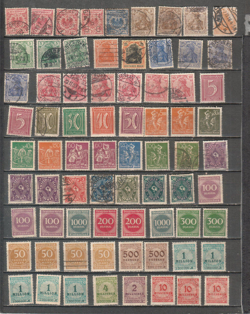 Germany lot of 73 MNH MH and used stamps cancels locations dates cities