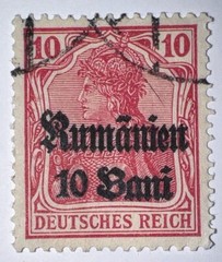 Travelstamps: 1918 Germany Stamps Romania 10 Bani on 10pf, Used, Ng Wmk