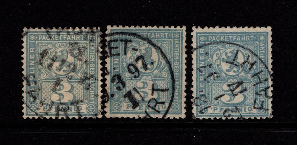 Germany Late 1890s 3p Berlin Private Post Used / 3 Cancel & Shades – S58662
