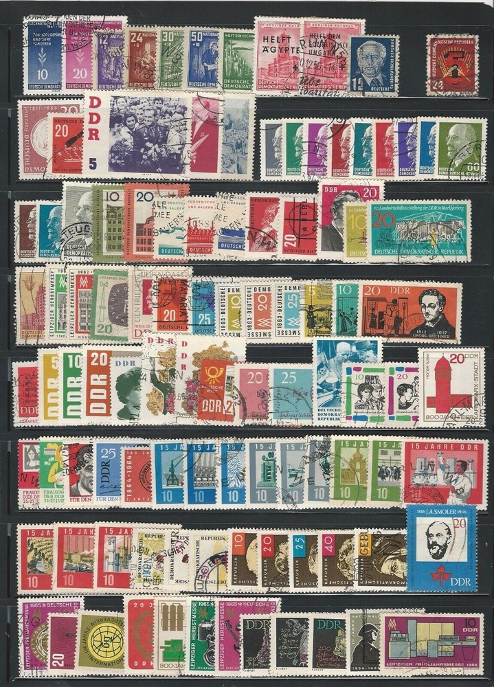 Germany: 1953; DDR, to 1959, Good lot of 200 different stamps, used, EBA071