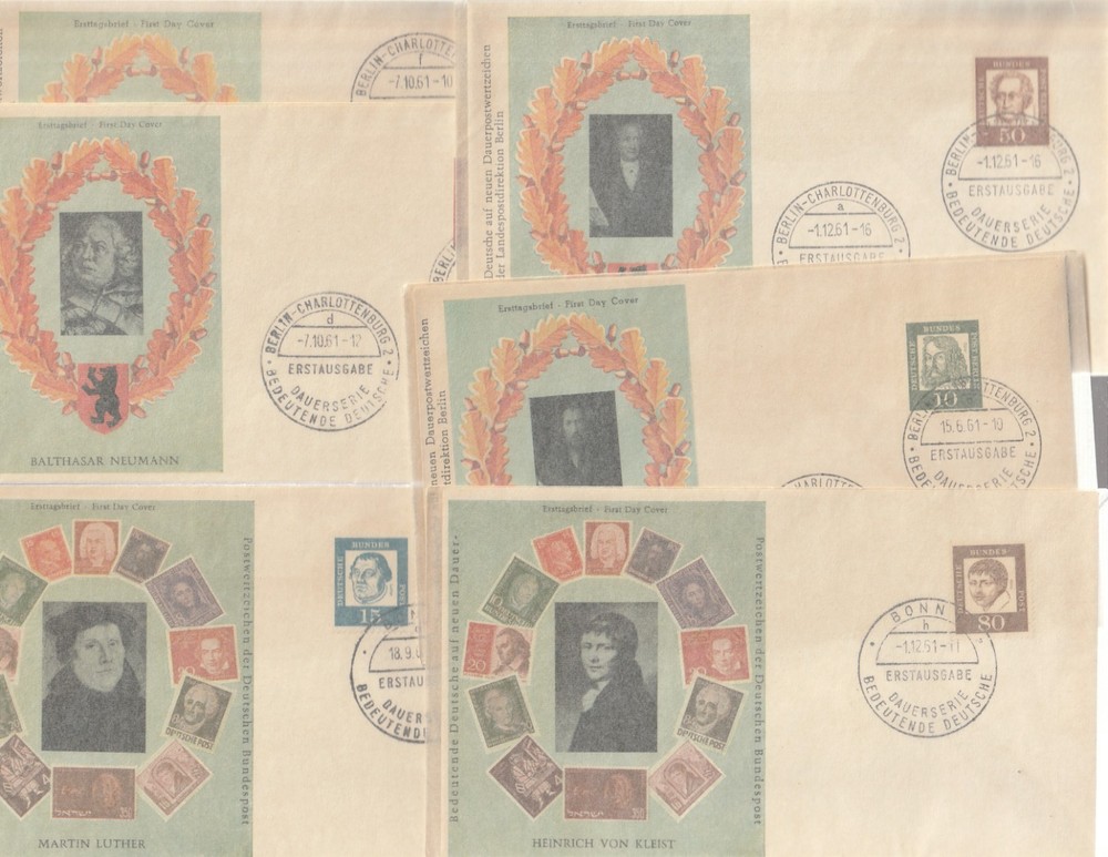 1950-60’S Lot of 19 Germany FDC “Bedeutende Deutsche” Series First Day Cover