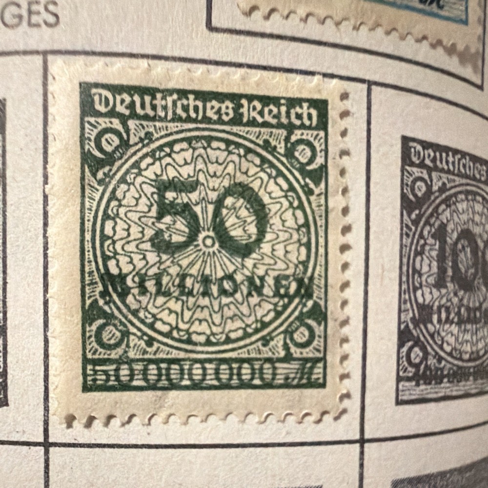 Germany Deutsches Reich 5000000 Green Used Postage Stamp Uncertified