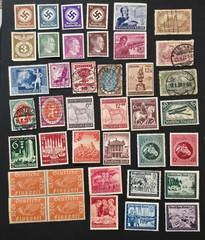 WW2 WWII Nazi German NSDAP THIRD REICH 40 pc Stamp Lot Hitler Swastika + Sets