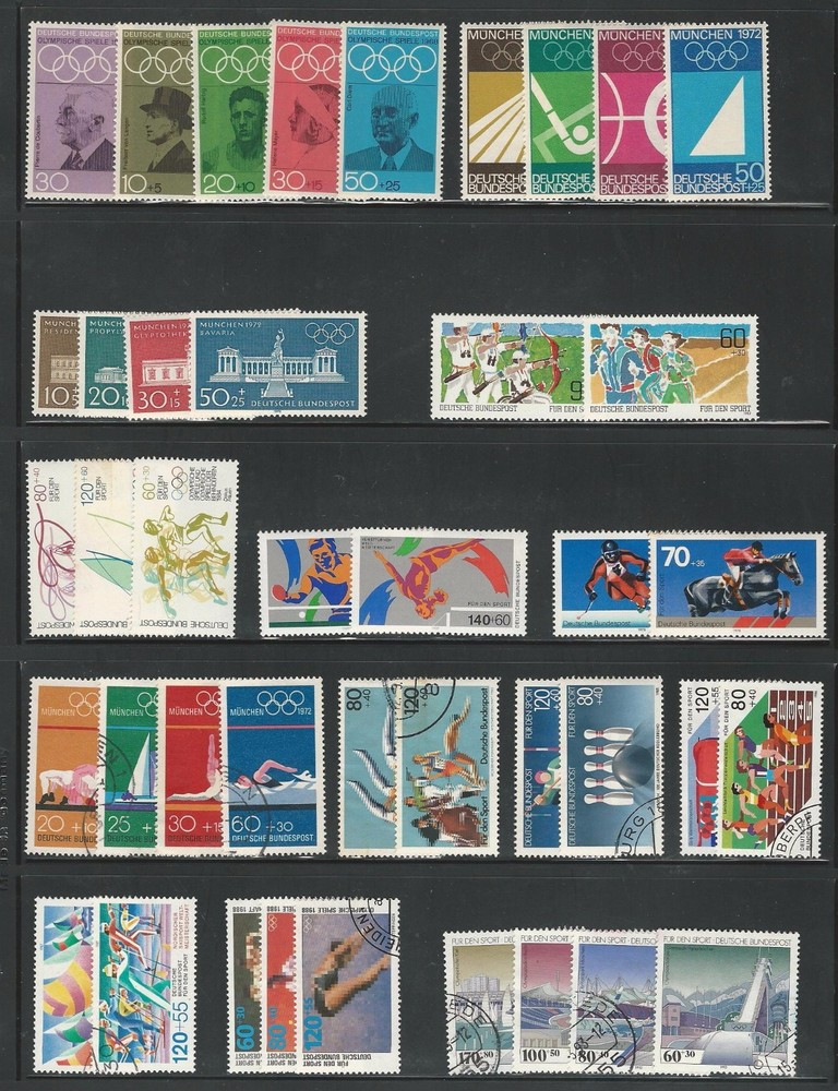 Germany: 14 set complete, mint and used, all sport thematic, good value EBA036