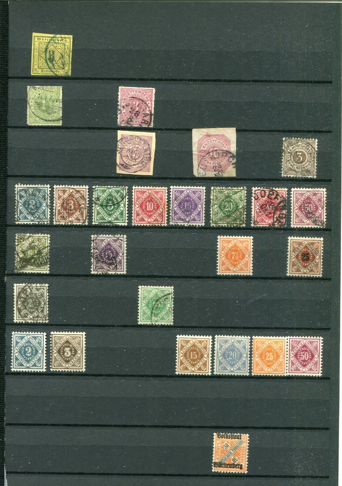GERMANY WURTTEMBERG NICE LOT SEVERAL BETTER INDIVIDUAL STAMPS & SETS USED/MINT
