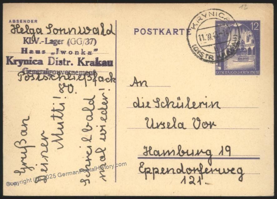 Austria 1943 Germany KLV Lager Childrens Camp Haus Iwonka KRAKAU Poland C 115264